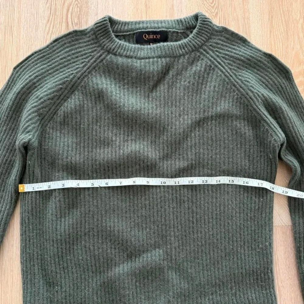 Quince Men's Olive Green Ribbed Wool Sweater